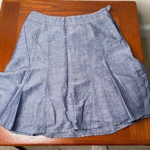 Coldwater Creek Linen Lined Skirt Size PM Navy Blue
